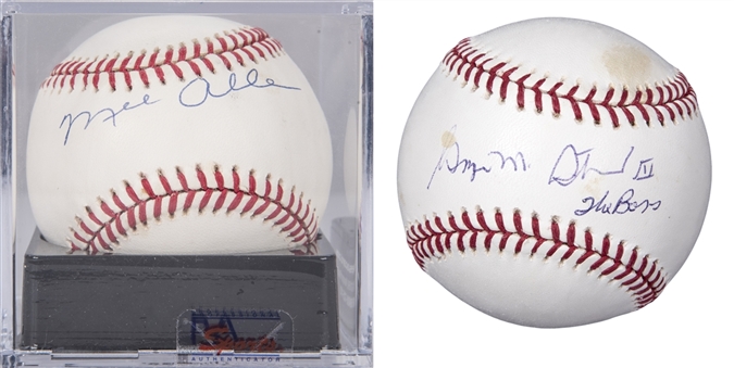 George Steinbrenner and Mel Allen Single Signed Baseball Lot of (2) (JSA & PSA/DNA)